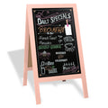 Wooden A-Frame Sign With Eraser & Chalk - 40 X 20 Inches Magnetic Sidewalk Chalkboard - Sturdy Freestanding Pink Sandwich Board