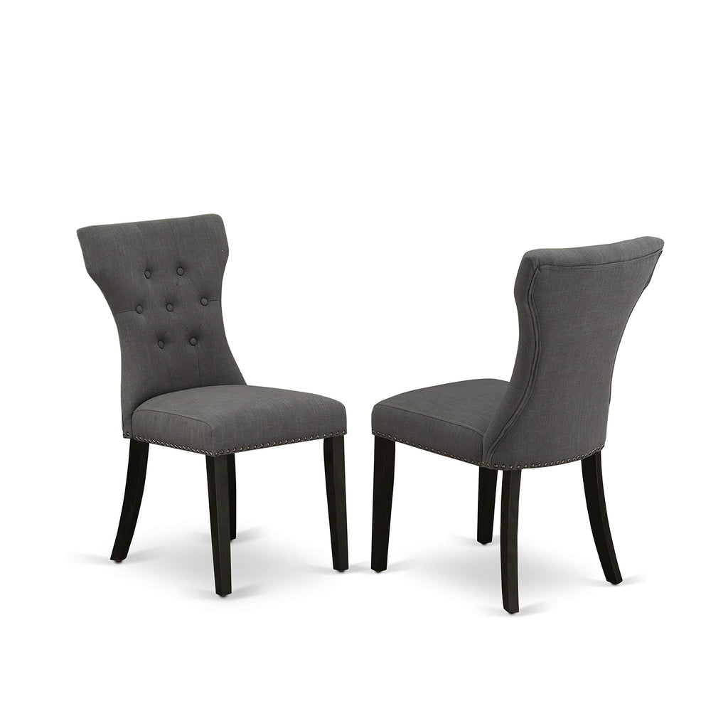 East West Furniture V-Style 7 Piece Dinette Set Consist Of A Rectangle Room Table With V-Legs And 6 Dark Gotham Linen Fabric Parsons Dining Chairs, 40X72 Inch, V697Ga650-7