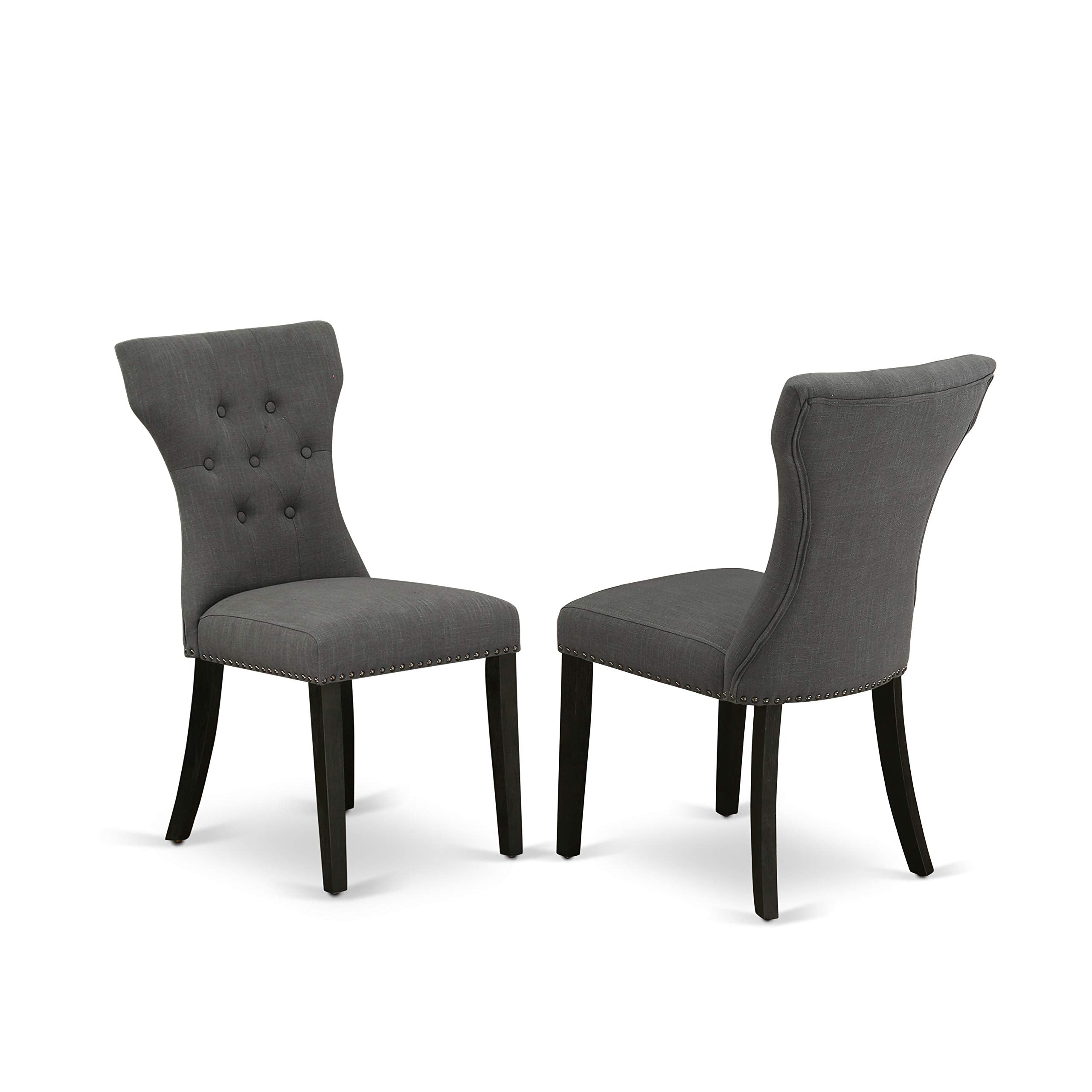 East West Furniture X697Ga650-5 5 Piece Kitchen Table Set Includes A Rectangle Dining Table With X-Legs And 4 Dark Gotham Linen Fabric Parson Dining Room Chairs, 40X72 Inch, Multi-Color