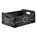 CaTaKu Cobweb Foldable Storage Basket Cobweb Black Collapsible Felt Storage Bins with Handle Drawer Organizer Bin Cube Shelf Box