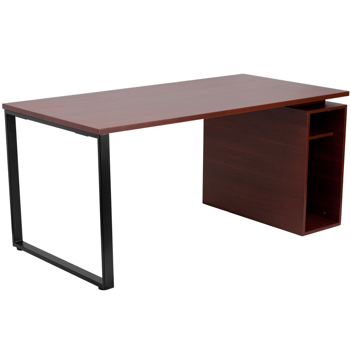 Flash Furniture Manchester Mahogany Computer Desk with Open Storage Pedestal