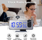 Projection Digital Alarm Clock For Bedrooms, Radio Alarm Clock On Ceiling, Usb Charger Port, Temperature & Humidity Display, 7.3