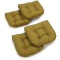 Blazing Needles Outdoor Spun Poly 19-Inch by 19-Inch by 5-Inch All Weather UV Resistant U-Shaped Cushions, Avocado, Set of 4