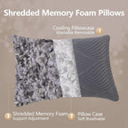 Smilereve King Size Pillows Set Of 2 Cooling Shredded Memory Foam Pillows For Sleeping Adjustable Firm Pillow For Back And Side