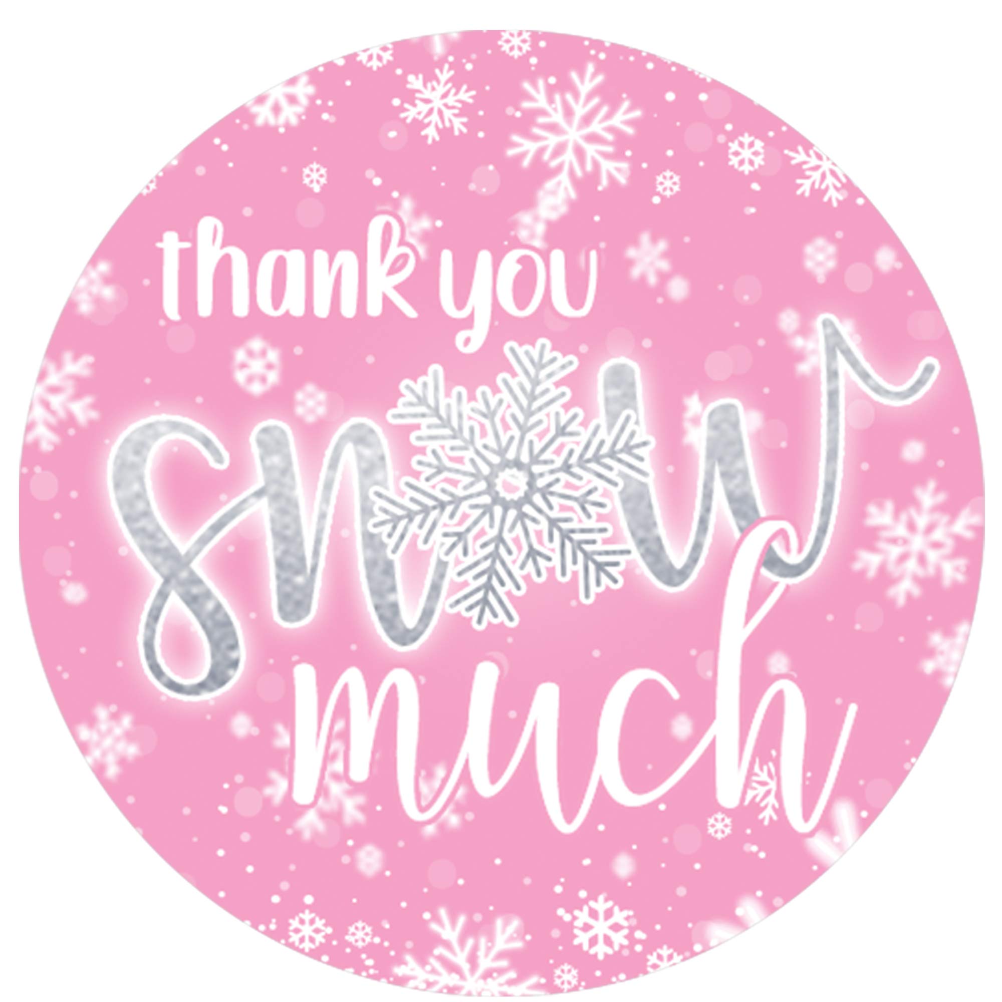 Pink Snowflake Winter Thank You Snow Much Stickers - Onederland 1St Birthday, Birthday Or Wedding - 40 Labels