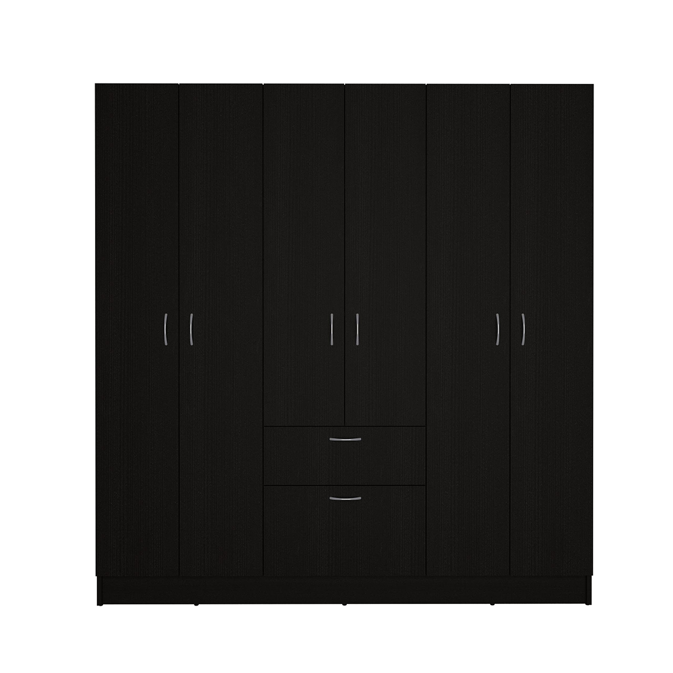 Depot E-Shop Kibo 6 Doors Armoire with One Drawer, Rod, and Seven Interior Shelves, 71.26&quot; H, Black/White, Bedroom