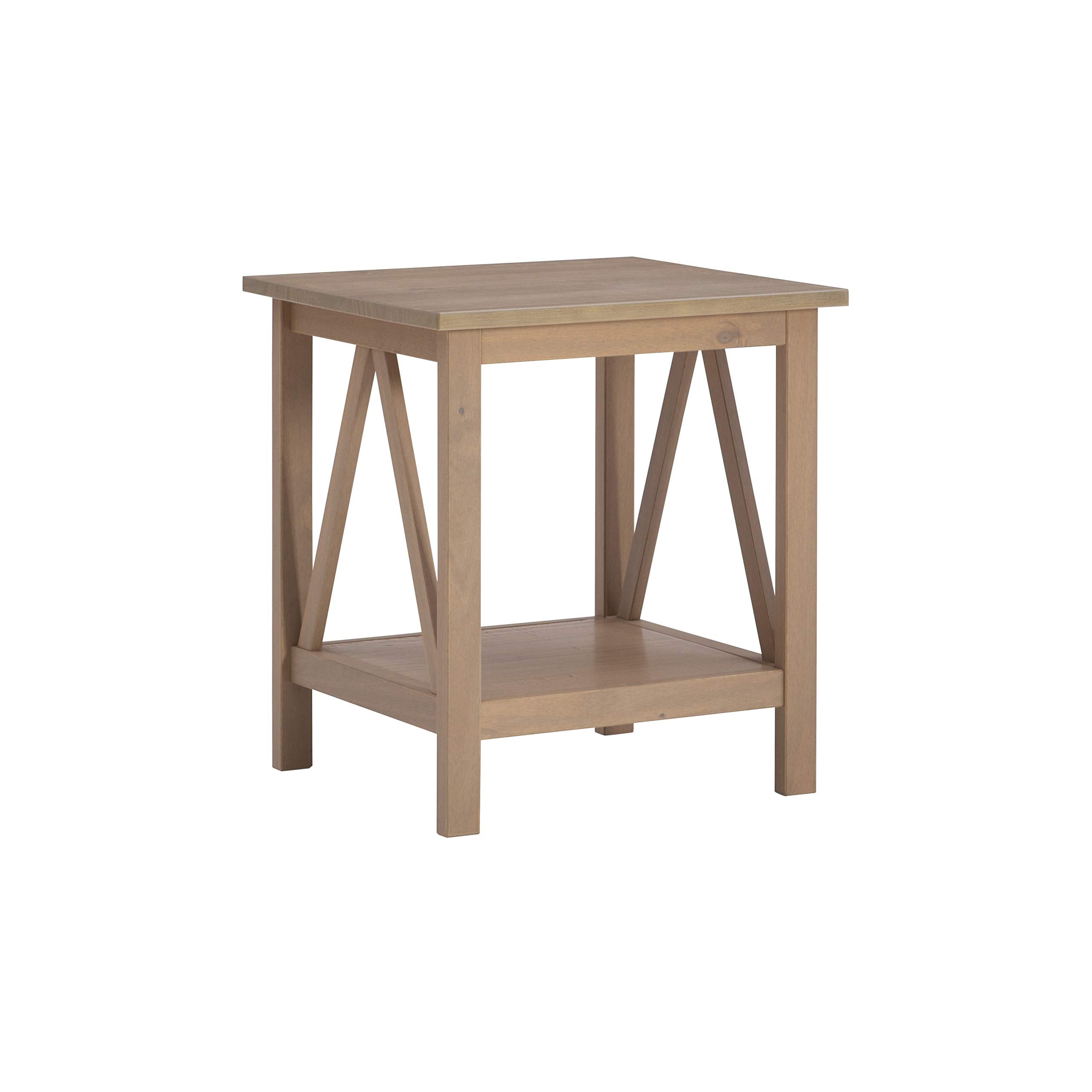 Linon Titian End Table, 20W x 17.7D x 22H, Rustic Gray