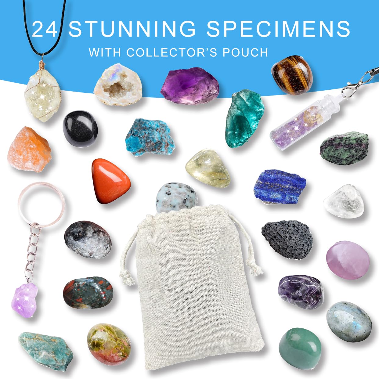 Advent Calendar 2024, Rock Collection Advent Calendar, Advent Calendars For Kids With 24 Gemstones, Minerals & Fossils, 24 Days