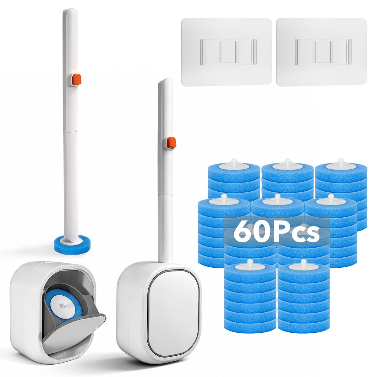Dargoose 2Pack Disposable Toilet Brush and Wand Kits, 60 Refills