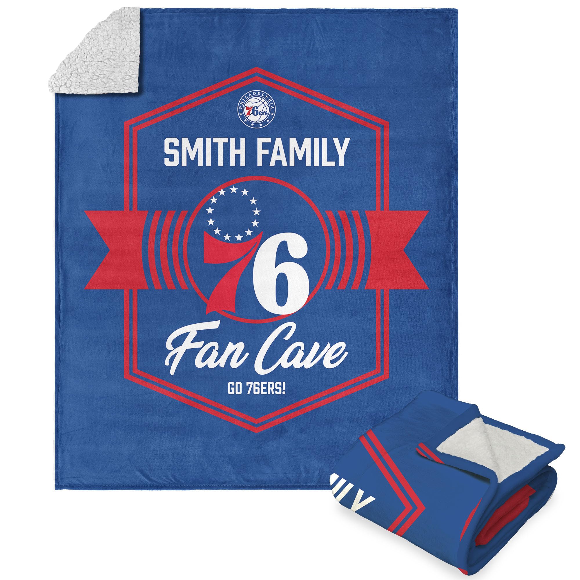 Nba Philadelphia 76Ers Dominion Personalized Silk Touch Sherpa Throw Blanket 50X60 Inches