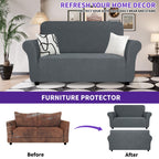 Znsayotx Super Stretch Loveseat Covers (55'-69'), New Striped Love Seat Slipcover, Dogs Pet Friendly Anti-Slip Couch Protector Spandex Durable 2 Seater Fabric Sofa Cover (Dark Grey, Loveseat)