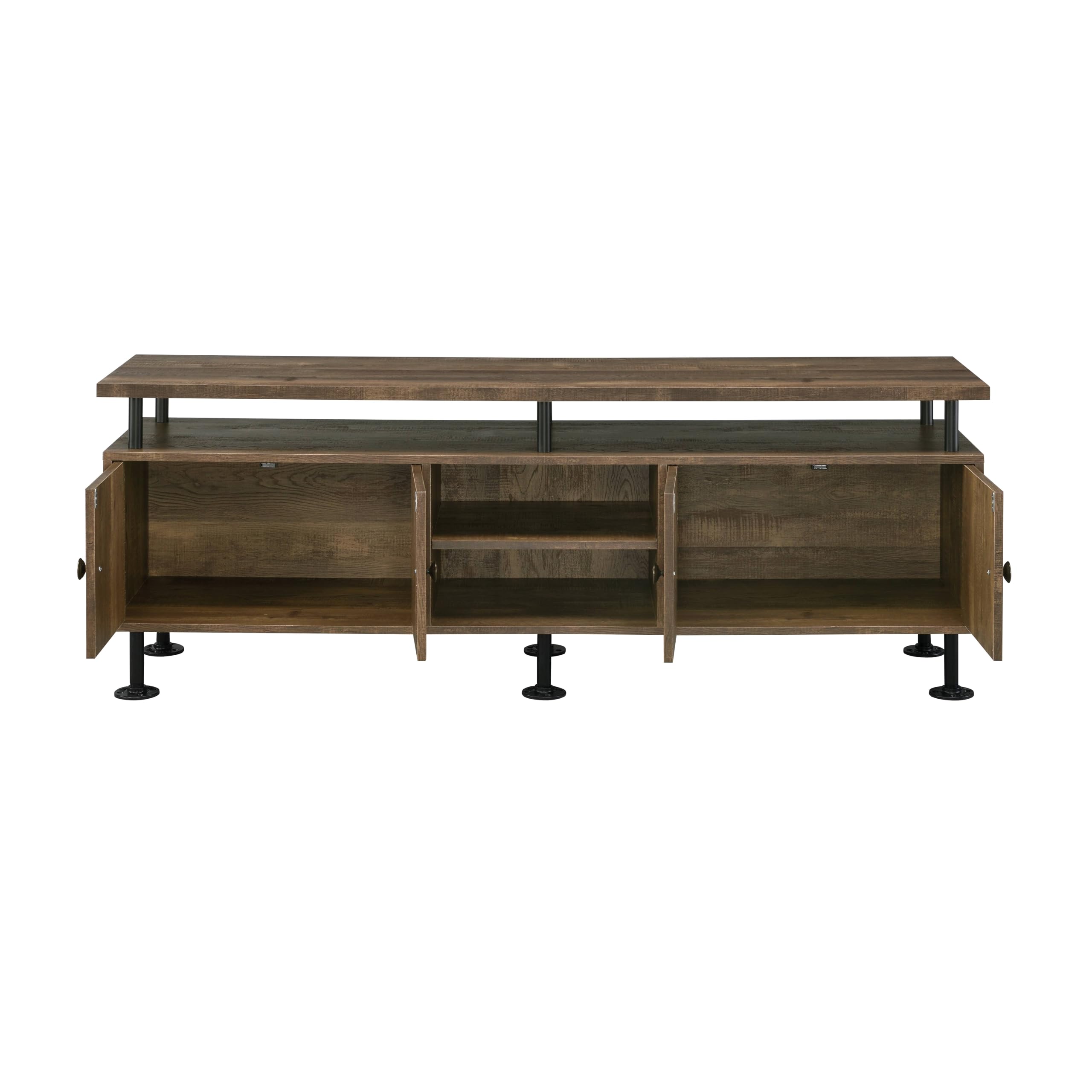 Acme Ensata II Rectangular 4-Door TV Stand in Rustic Oak and Black