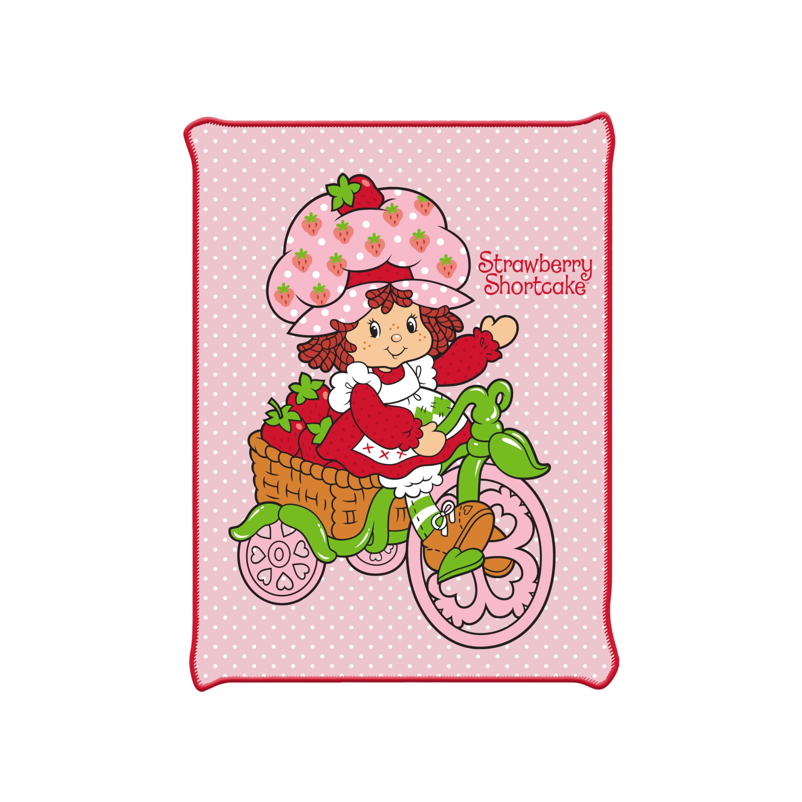 Silver Buffalo Strawberry Shortcake On Bike Polka Dot 45' X 60' Fleece Throw, Soft And Cozy Blanket, 180 Gsm