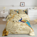 Feelyou Peacock Comforter Peacock with Floral Bedding Set for Kids Adults Girls Animals Comforter Set Botanical Quilt Set 1 Comf