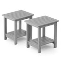 Yefu Small Table Set Of 2 Side Tables Outdoor Coffee Table For Patio Living Room Bedroom(Grey, Double Layer)