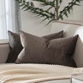 Juspurbet Ash Lumbar Velvet Throw Pillow Covers 16X24 Inch Set Of 2 For Living Room Couch Sofa Bedroom Decorative Rectangle Soli