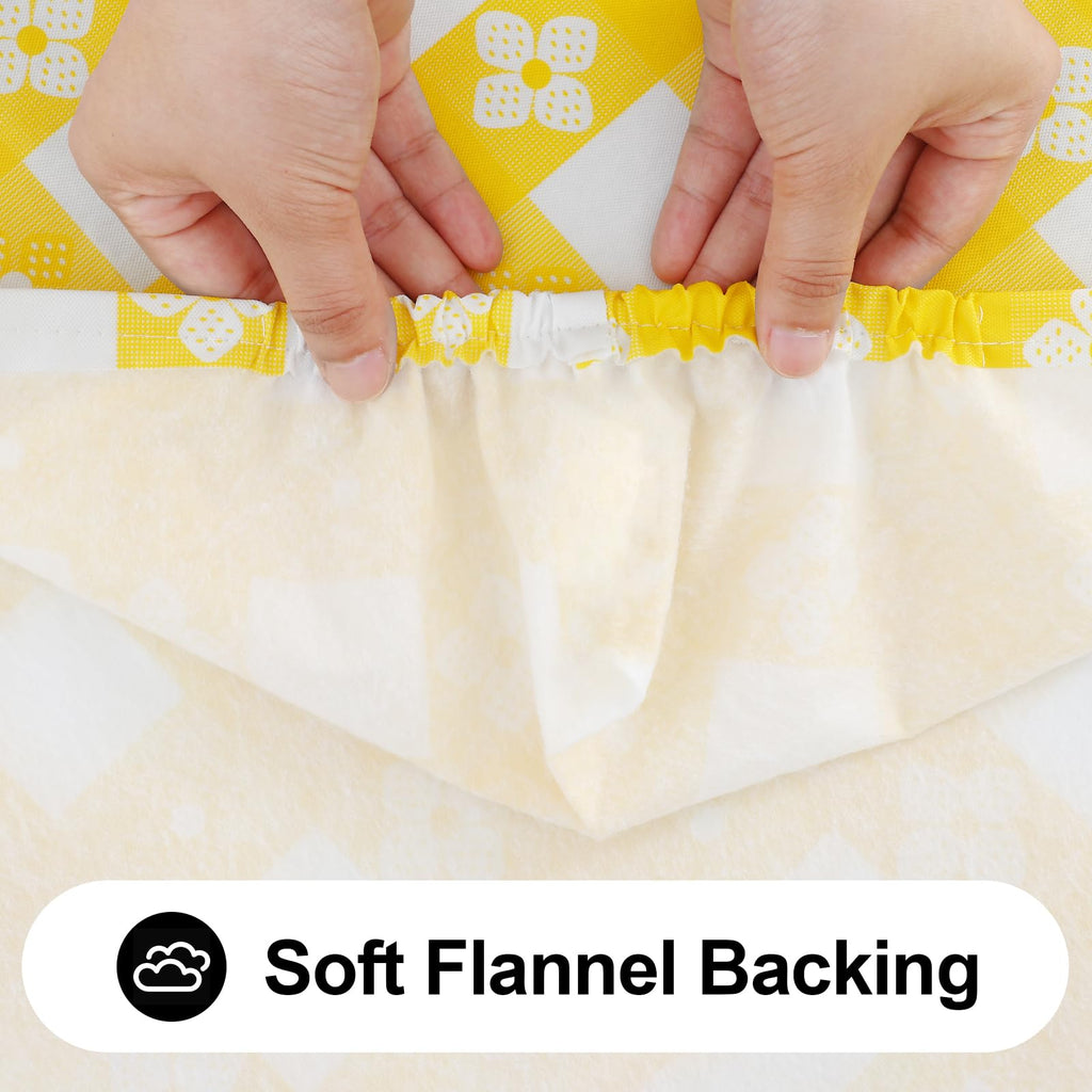 Spotjoy Rectangle Picnic Table Cloth, Waterproof Elastic Fitted Outdoor Table Covers For 8 Foot Tables, Flannel Backed Plastic T