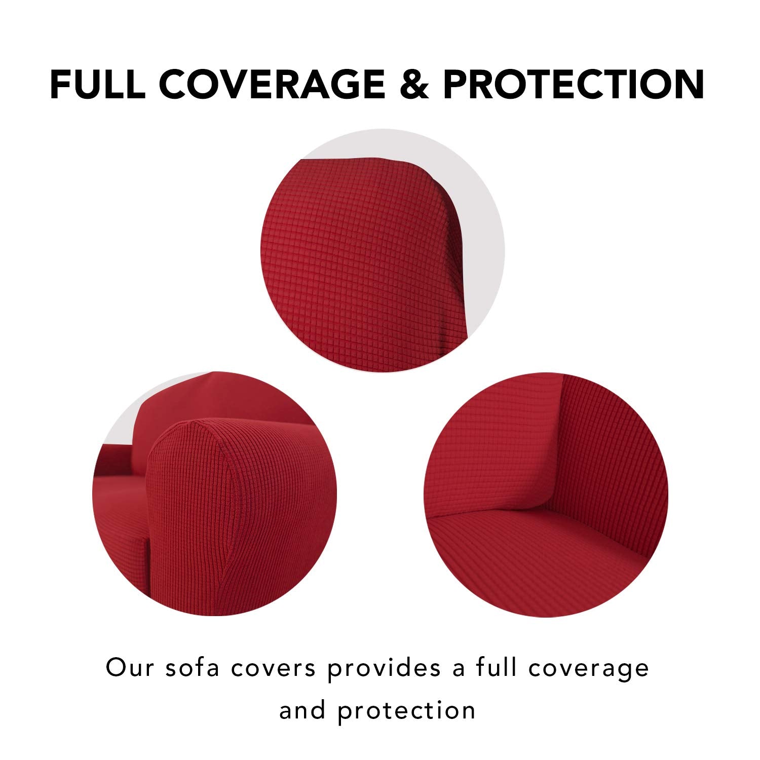 Purefit Stretch Sofa Slipcover – Spandex Jacquard Non Slip Soft Couch Sofa Cover, Washable Furniture Protector With Non Skid Foam And Elastic Bottom For Kids (Sofa, Red)