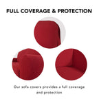 Purefit Stretch Oversized Sofa Slipcover – Spandex Jacquard Non Slip Soft Couch Sofa Cover, Washable Furniture Protector With Non Skid Foam And Elastic Bottom For Kids (Oversized Sofa, Red)