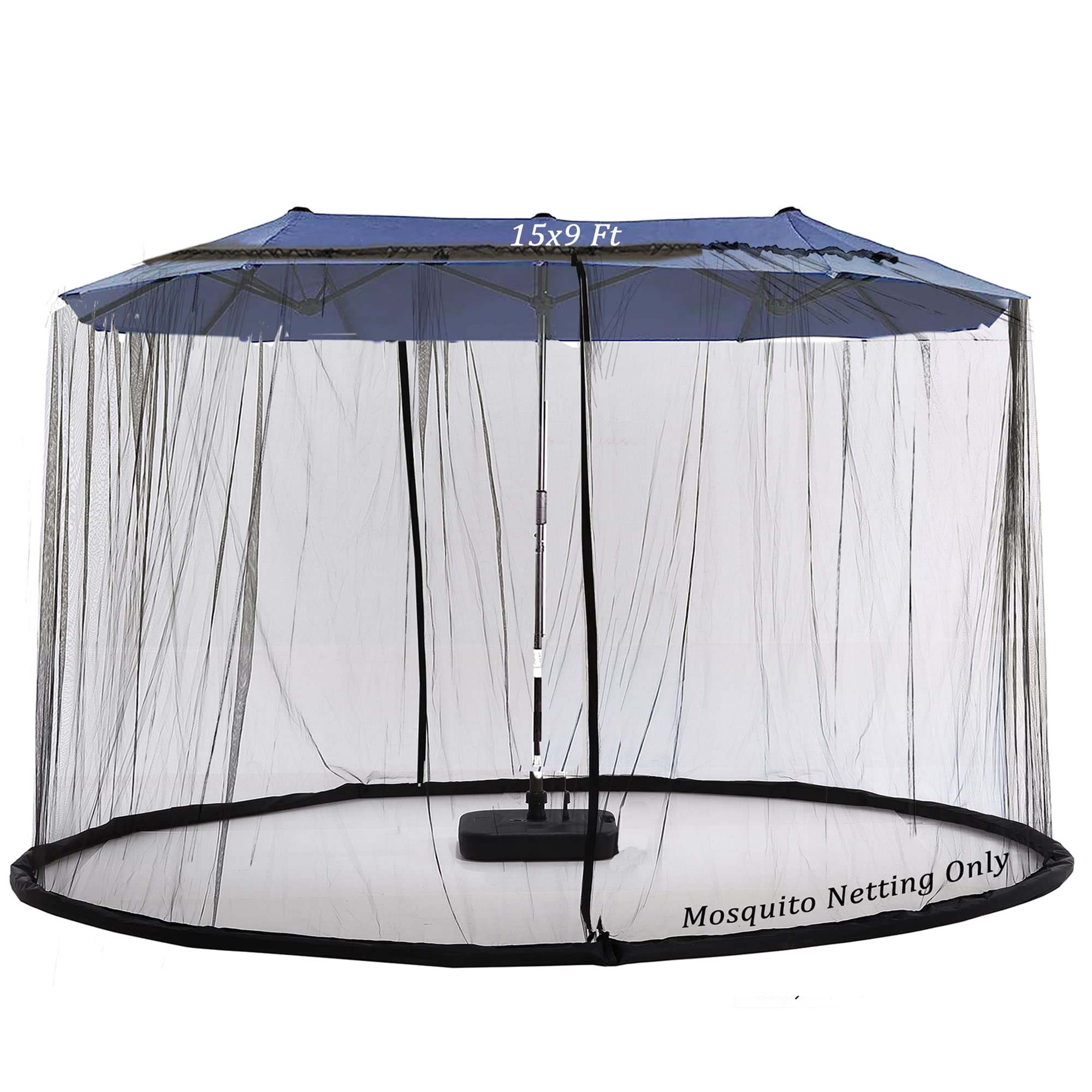 Tiimmgaal 15Ft Mosquito Netting For Patio Umbrella Double Sided Patio Umbrella Canopy Netting &10X10 Ft Gazebo (Black)(Does Not