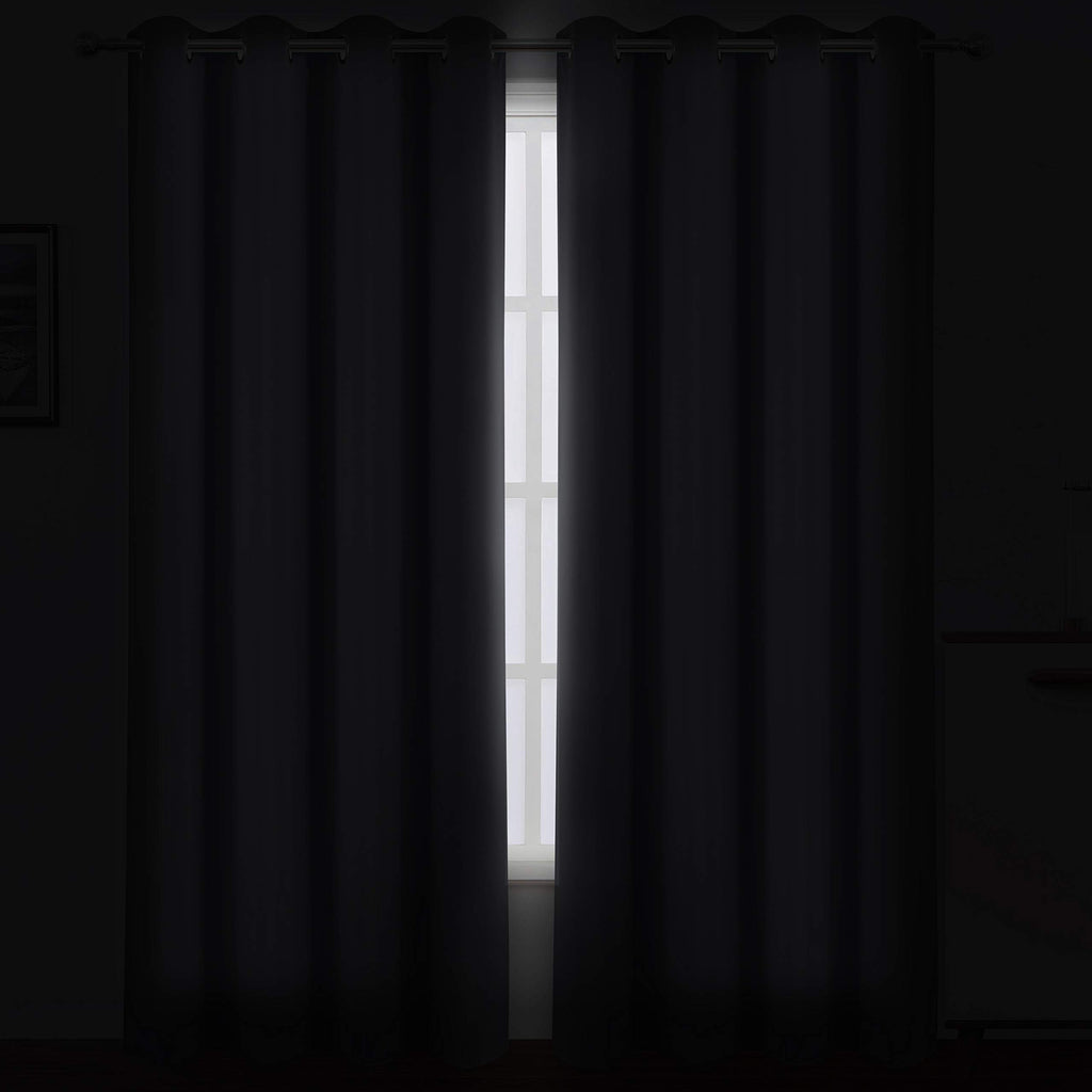 Lemomo 100% Blackout Curtains 52 X 63 Inch/Grey Curtains 2 Panels With Black Lining Room Darkening Thermal Insulated Bedroom Cur