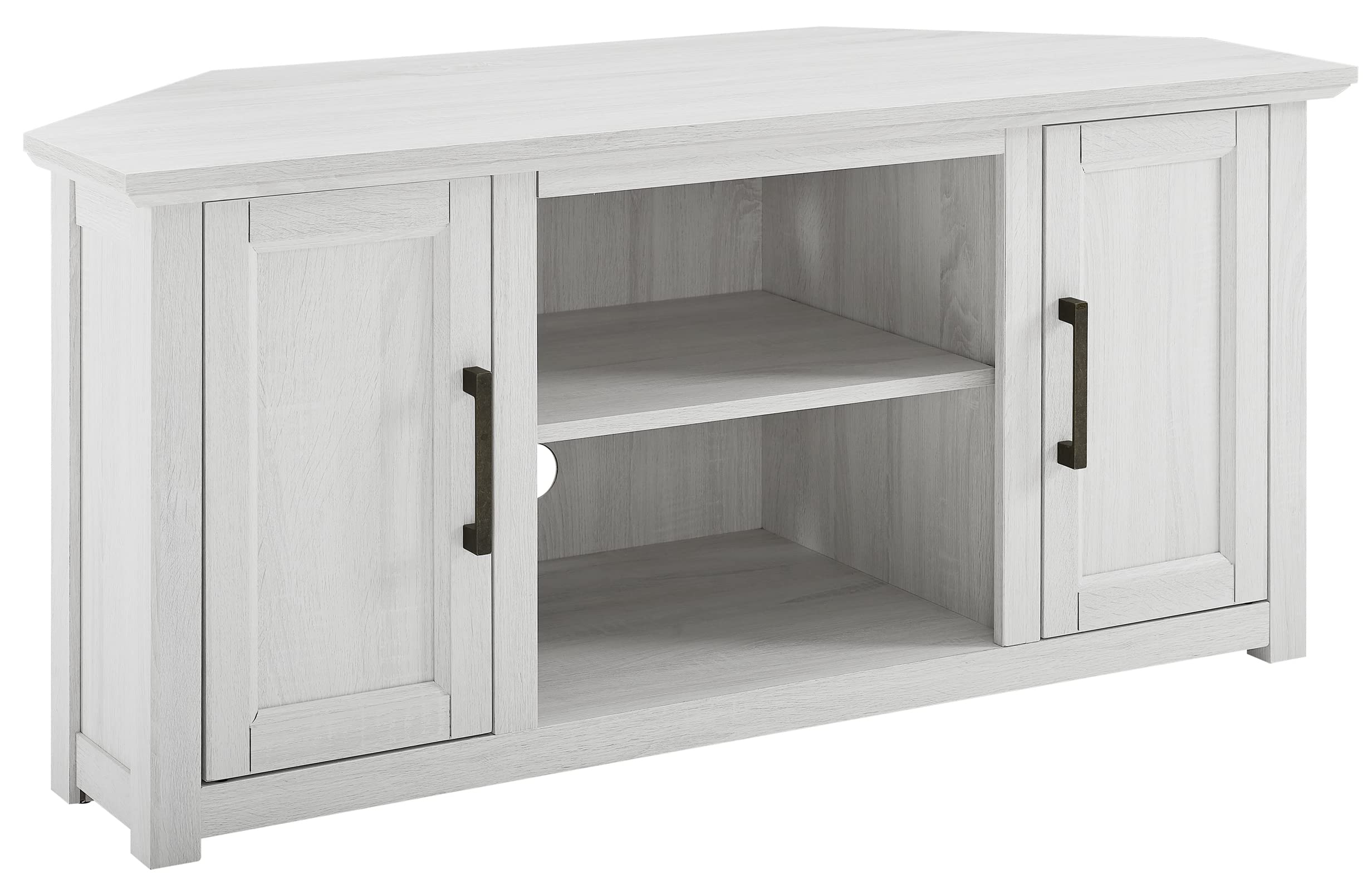Crosley Furniture Camden TV Stand for 50+ inch TVs, Entertainment Center with Adjustable Storage Shelves, Whitewash