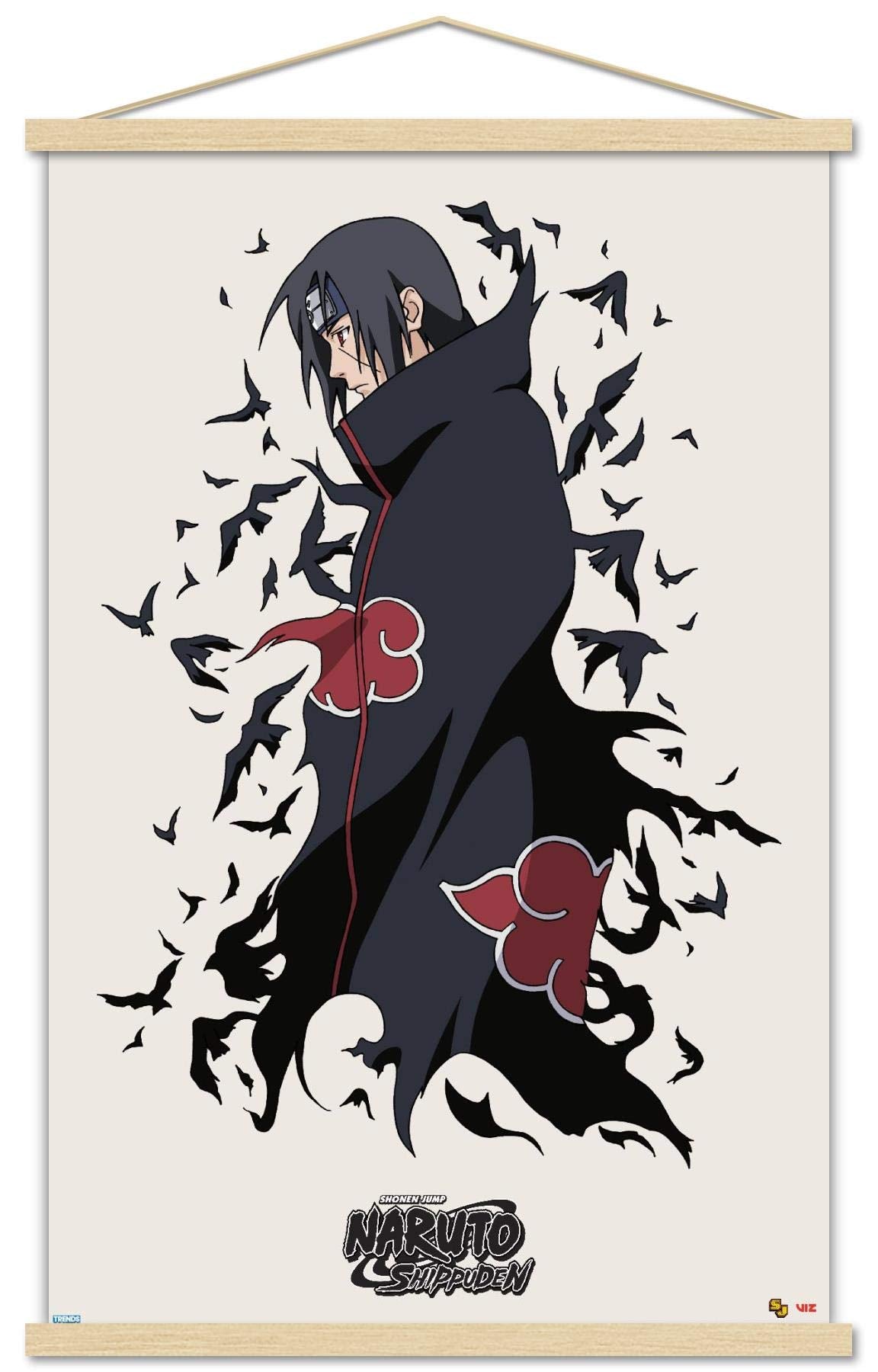 Trends International Naruto Shippuden - Itachi Wall Poster, 22.375 x 34, Print and Beechwood Hanger Bundle