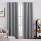 Homeideas Blackout Curtains For Bedroom 52 X 84 Inch Long 2 Panels Set Light Grey/Gray Room Darkening Curtains/Drapes, Soundproo