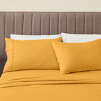 Great Bay Home 3-Piece Twin Yellow Microfiber Sheet Set | Ultra-Soft, Brushed Bedding Sheets & Pillowcases - Wrinkle & Fade Resistant, All-Season Bed Sheets For Bed (Twin, Ginger)