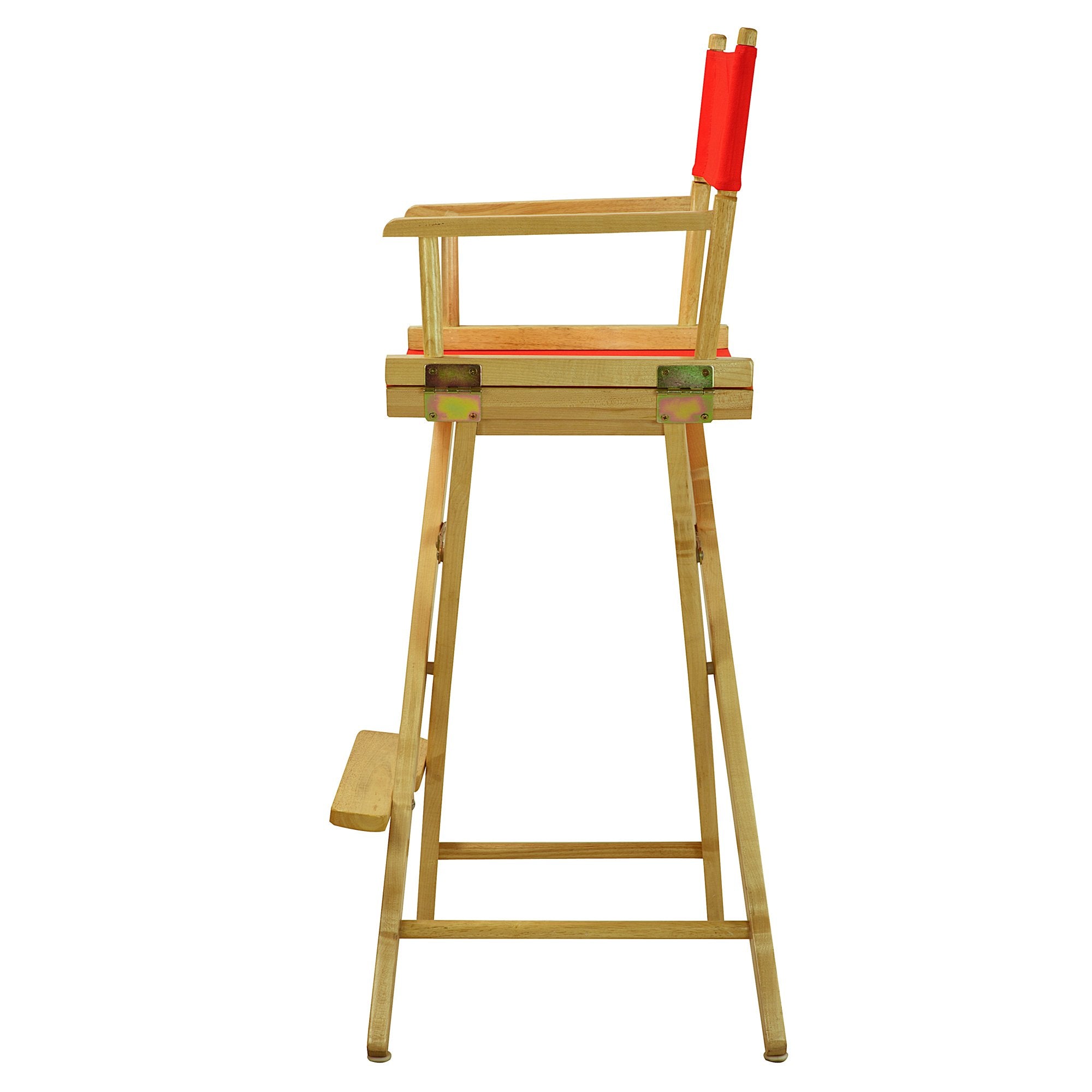 Casual Home 30" Director'S Chair Natural Frame-With Orange Canvas, Bar Height