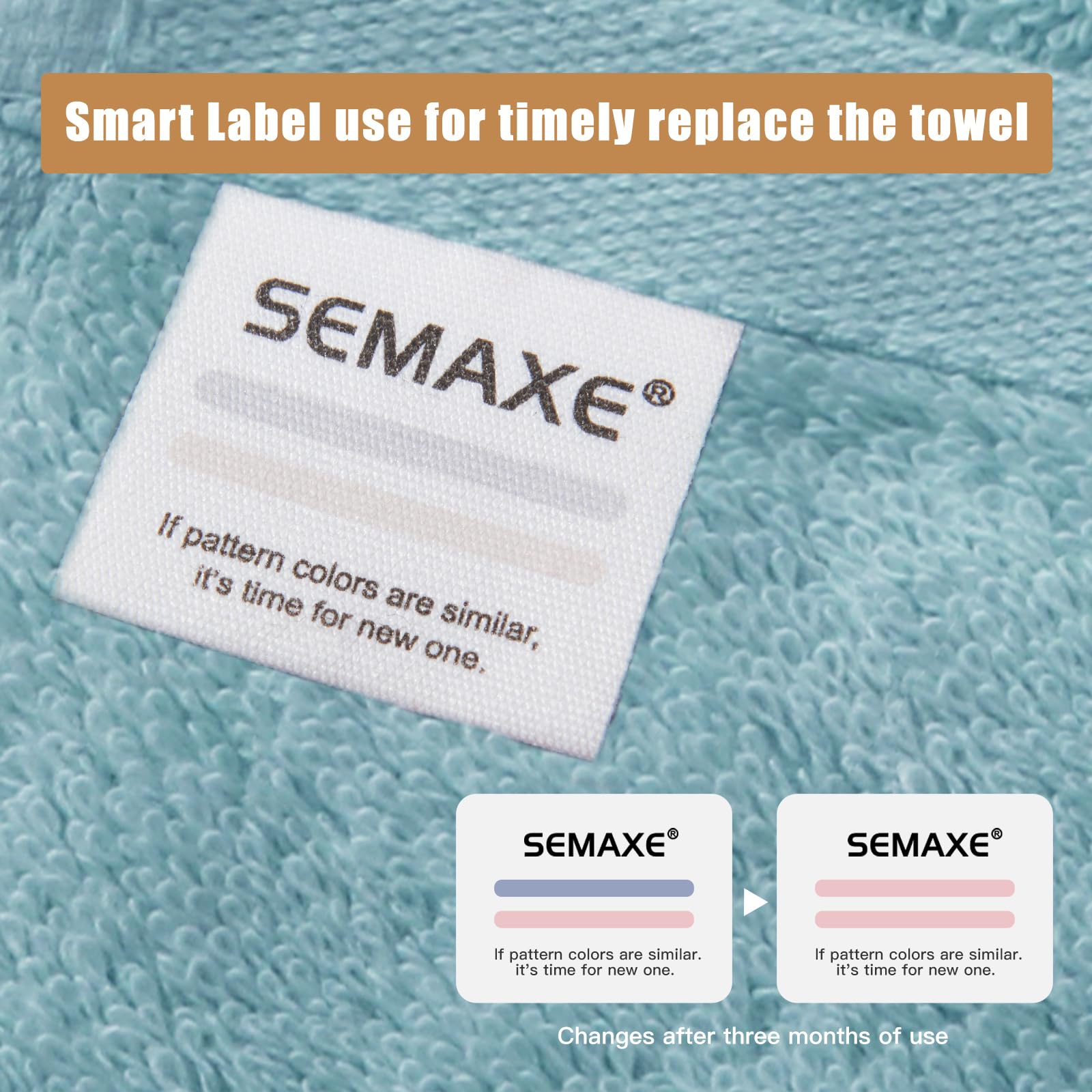 Semaxe Bath Towel For Bathroom, 100% Cotton Towel With Hanging Loop And Smart Tag, Hotel & Spa Quality Soft Absorbent Towel, Gif