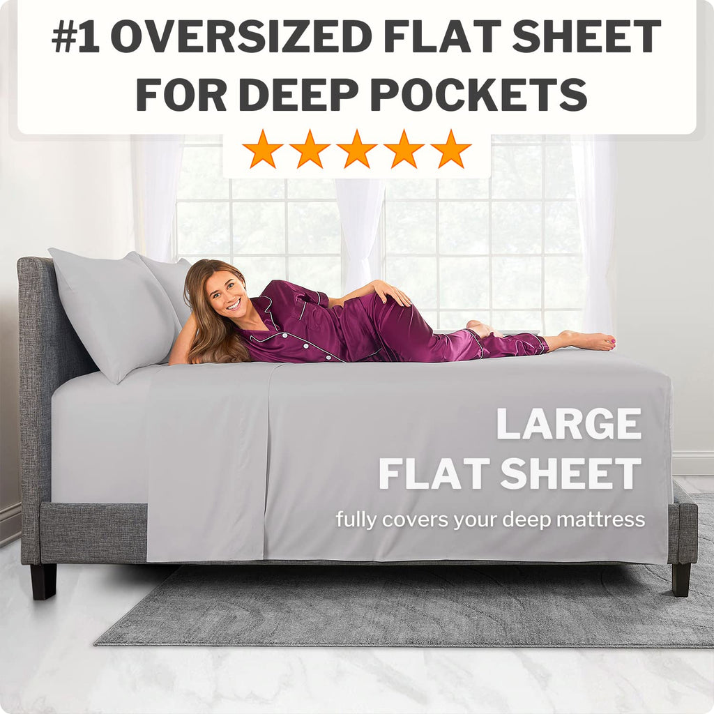Deep Pocket Queen Bed Sheets - 4-Piece Includes: Real 16    Inch Extra Deep Pocket Fitted Sheet [Best-Fit For 14   -18 Mattress]