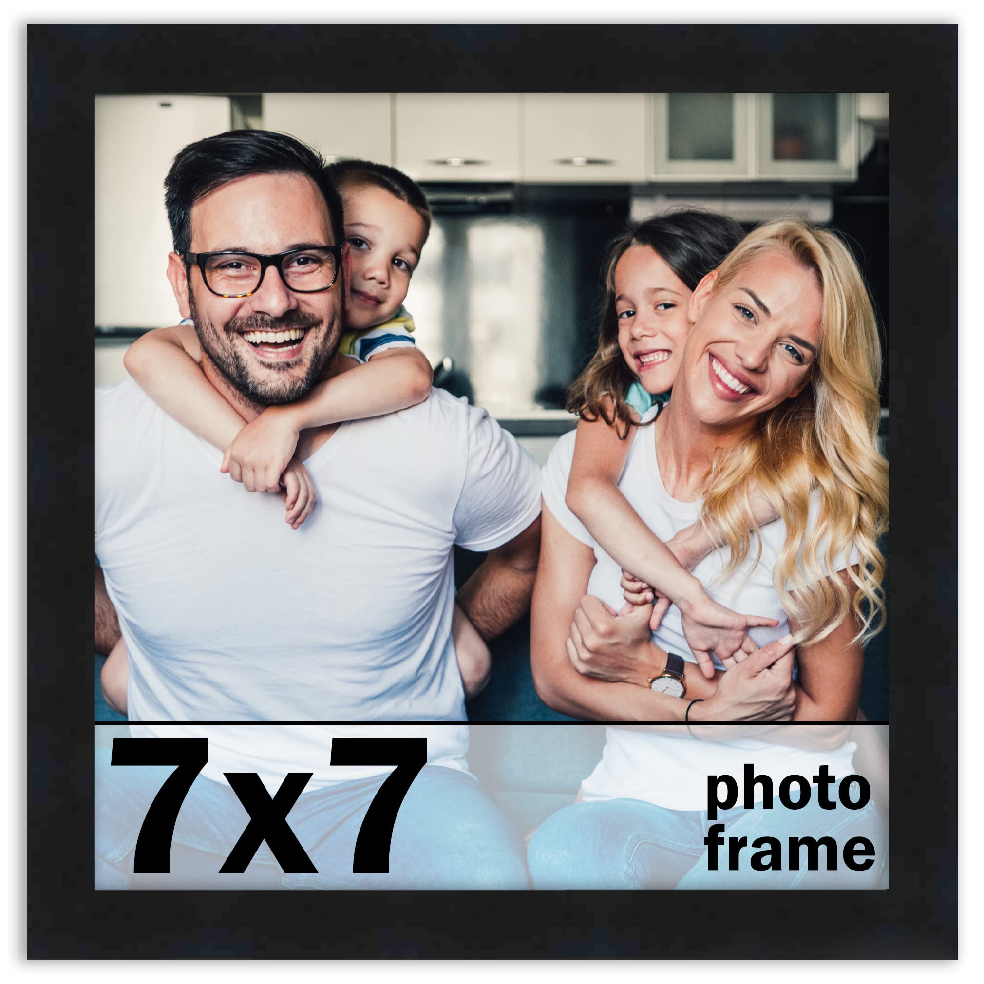 CountryArtHouse 7x7 Frame Black Solid Pine Wood Picture Frame Includes UV Acrylic Plexiglass, Acid Free Foam Backing Board and H