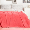 Vessia Flannel Fleece Throw Blanket For Couch,Sofa,Bed, 300Gsm Striped Red Blanket Throw For Adults And Kids, Super Soft Warm Co