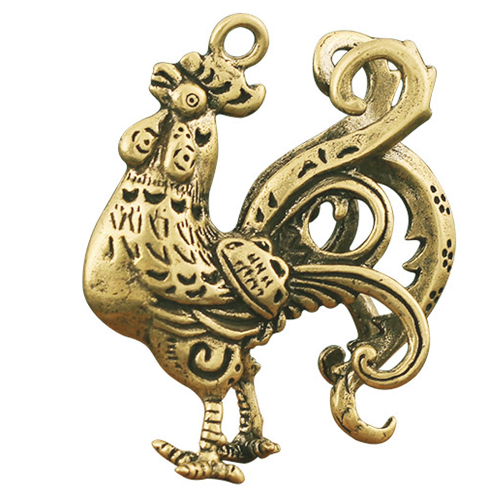 Samtiny Copper Animal Chicken Statue Domestic Solid Brass Rooster Statue Desktop Decoration Handicraft Accessories
