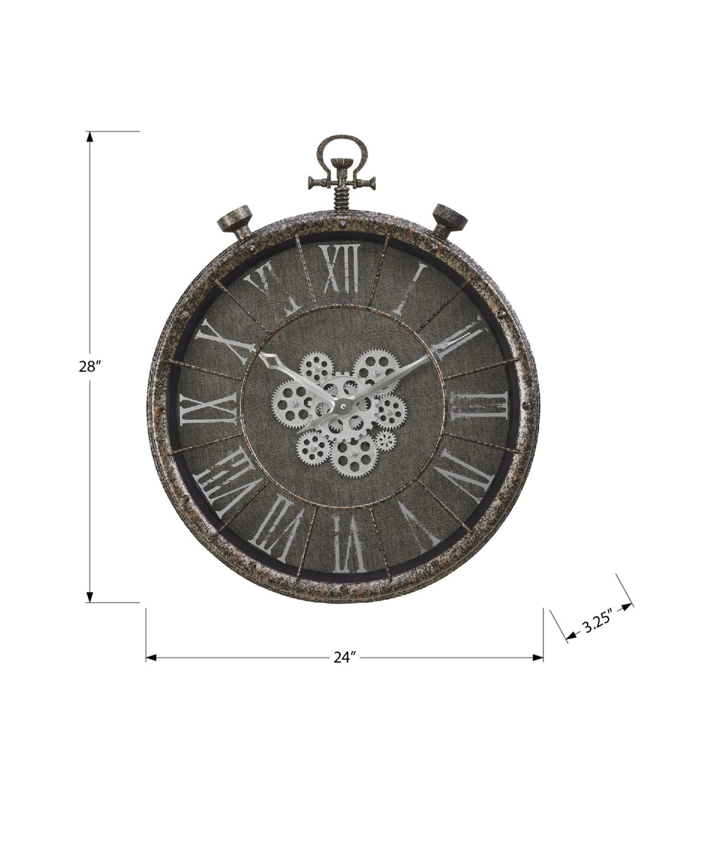 Monarch Specialties I 9075 Clocks, 24' Round, Gear Mechanism, Wall Clock, Grey, Transitional