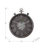 Monarch Specialties I 9075 Clocks, 24' Round, Gear Mechanism, Wall Clock, Grey, Transitional