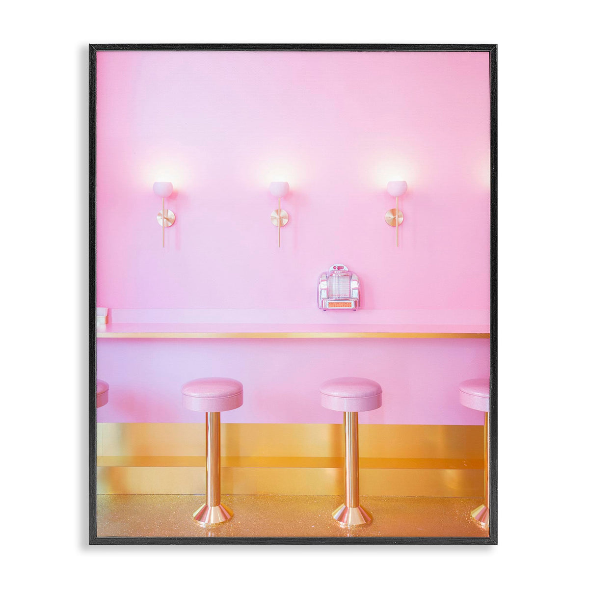 Stupell Industries Pastel Pink Diner Framed Giclee Art by LISH Creative