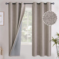 Youngstex Linen Textured Blackout Curtains 72 Inches Length, Full Room Darkening Grommet Burlap Linen Drapes For Bedroom Living