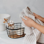 sea me at home Waffle Washcloth Set, 100% Cotton (Light Grey, Bath Towel Set)