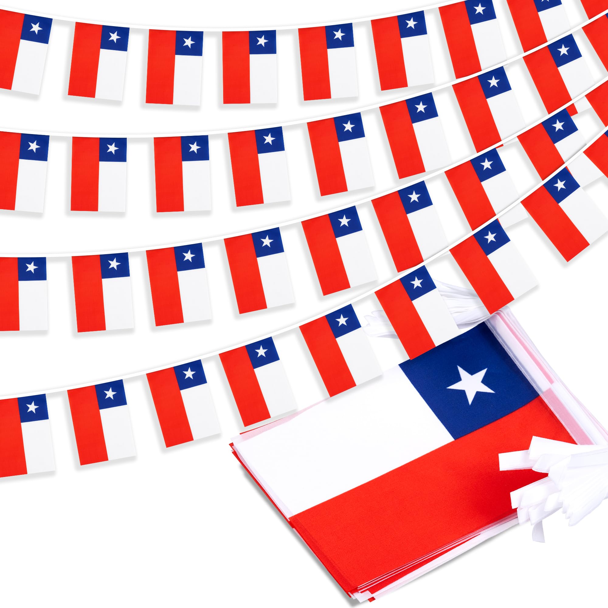 Chile String Flag Pennant Banner, Small Mini Chilean Flags Bunting Banner, National Country Decoration For School, Party, Sports