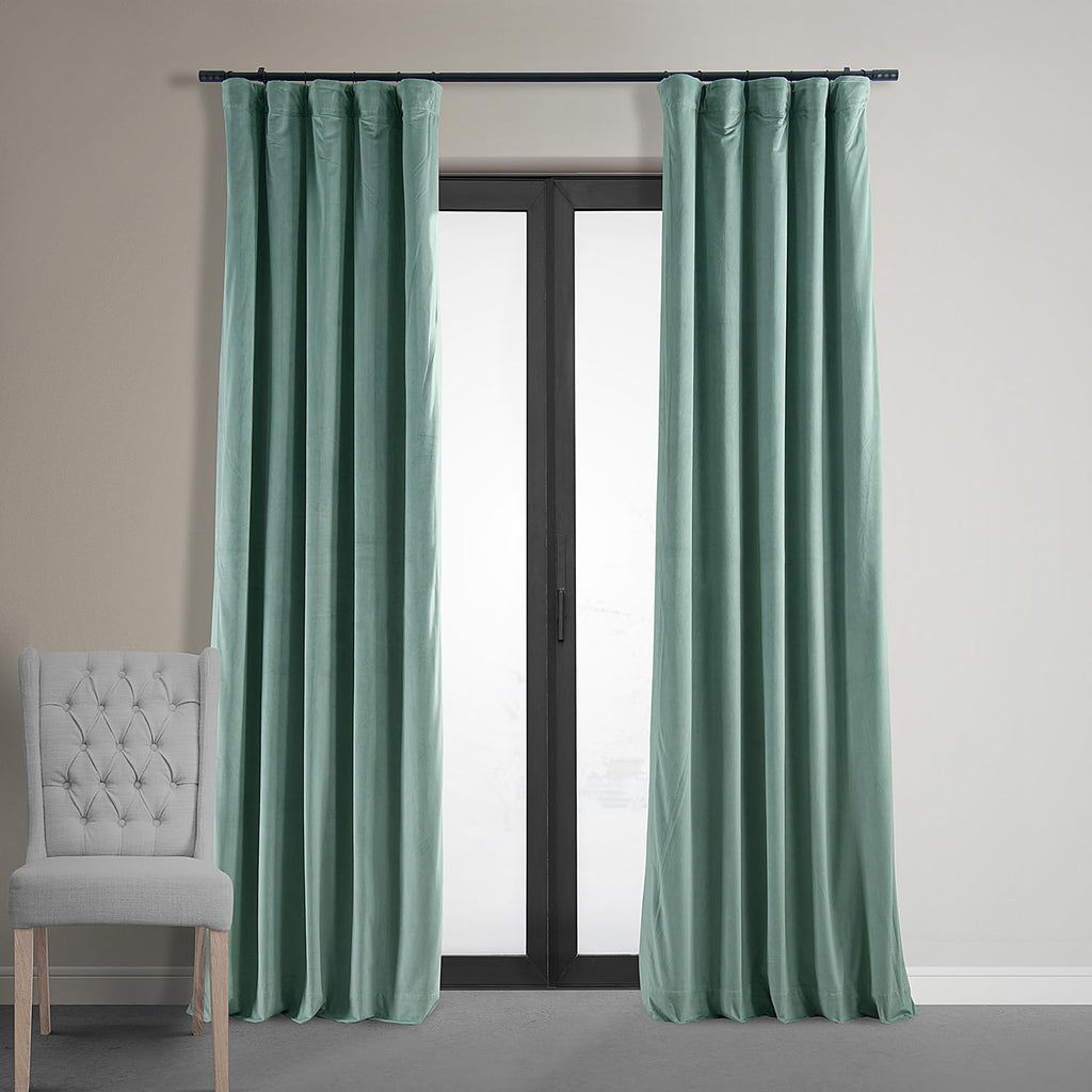 Hpd Half Price Drapes Signature Velvet Thermal Blackout Curtains For Living Room 120 Inch Long (1 Panel) Rod Pocket Insulated Blackout Curtains For Bedroom Window Curtains, 50W X 120L, Aqua Mist