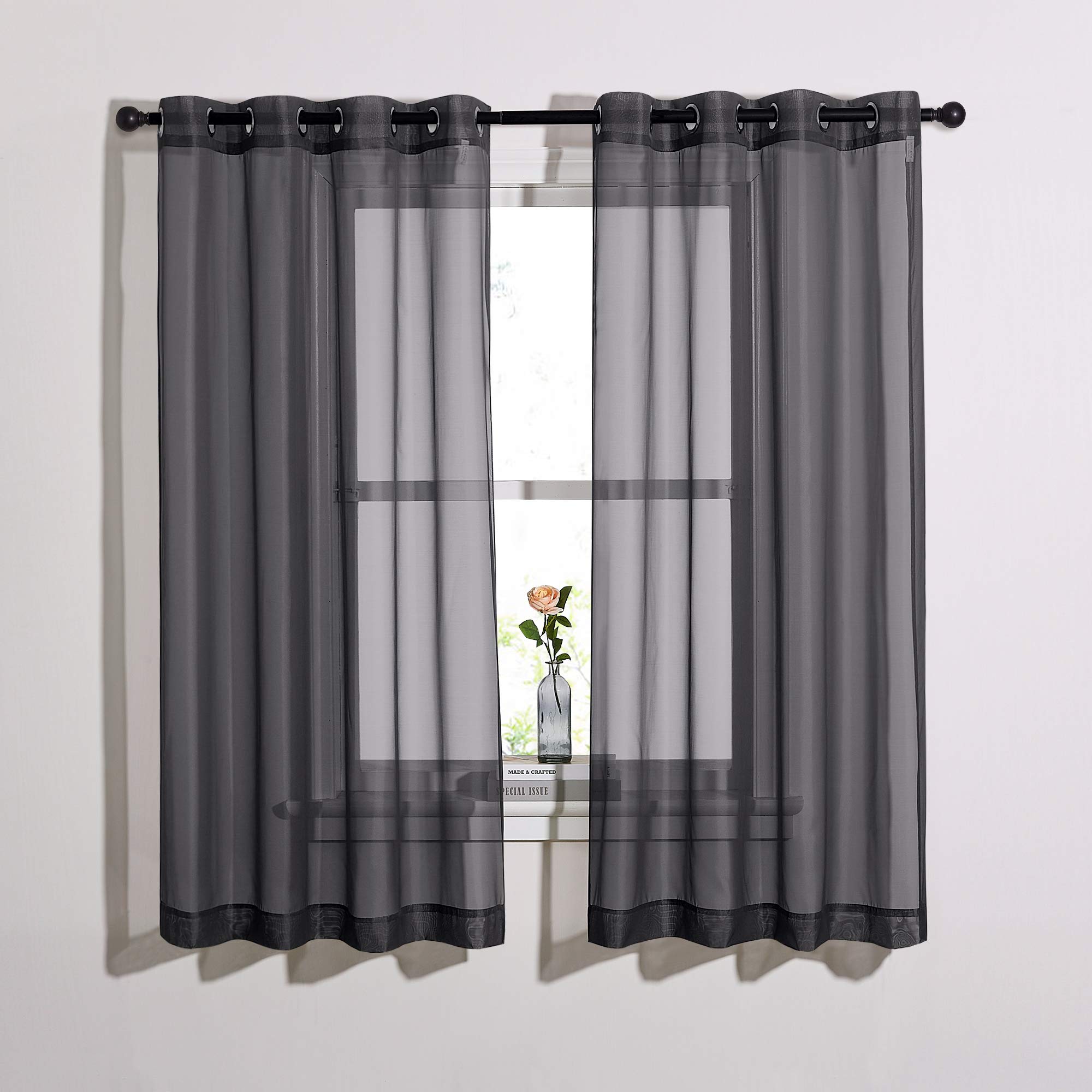 Nicetown Sheer Drape Panels 63' L - Voile Window Treatment Curtains With Nickel Rings Top For Bedroom/Home Decor (1 Panel=54'