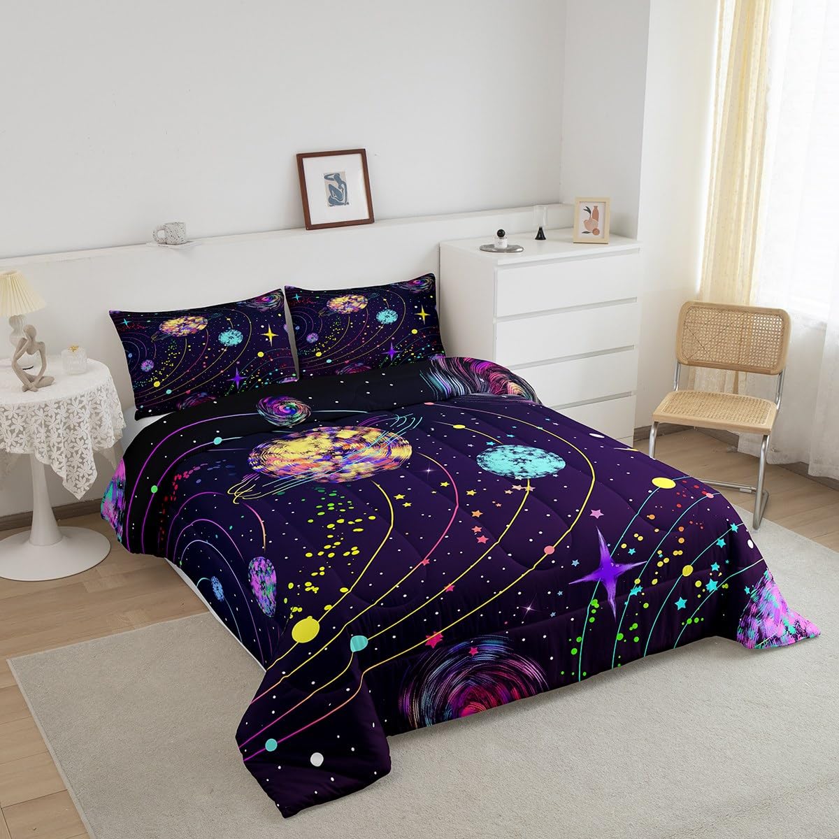Feelyou Solar System Comforter Set Queen Size Outer Space Comforter For Kids Teens Adults Universe Planets Bedding Set Cute Astr