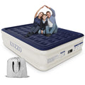 KNZZO Air Mattress Queen with Built-in Pump, Blow Up Mattress with Soft Flocked Top, Leakproof Inflatable Mattress, Foldable Wat