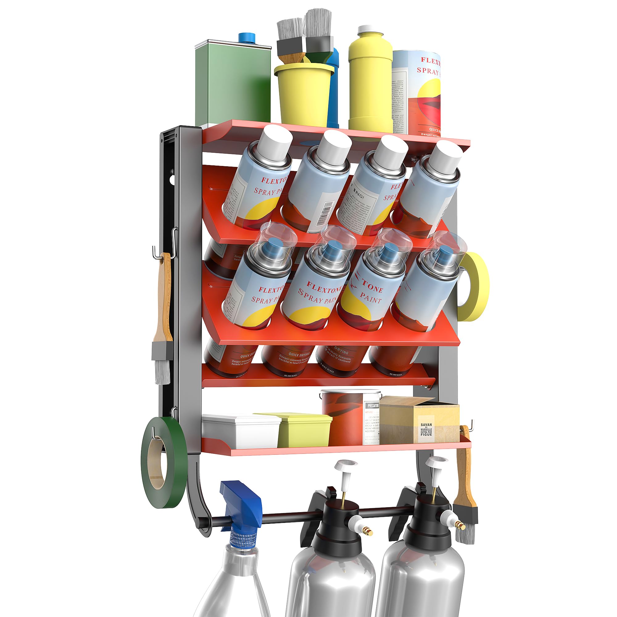 Ultrawall Spray Can Holder Rack, Heavy Duty Steel Wall Mounted Spray Bottle Holder, Garage Tool Utility Storage Rack, Holds 100 