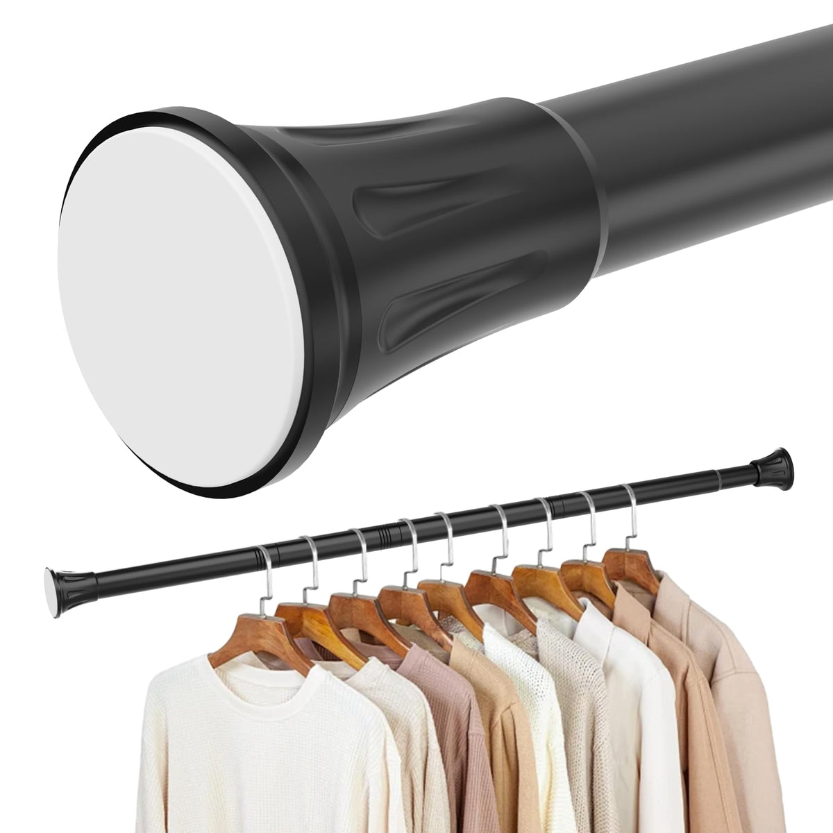 DwelSpire No Drilling Closet Rods for Hanging Clothes, Adjustable 3297 in