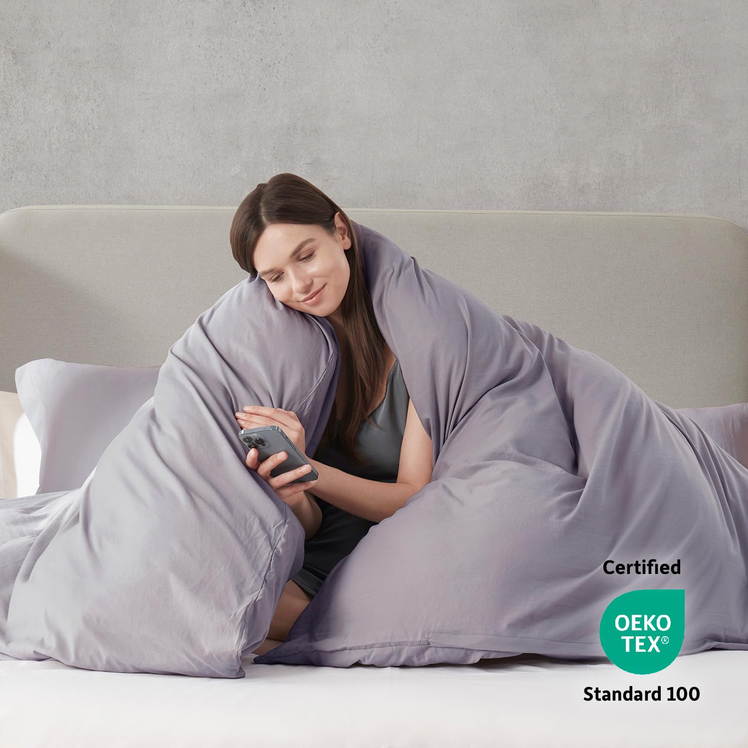 Nestl Twin Duvet Cover Set - Soft Prewashed Grey Lavender Duvet Cover Twin/Twin Xl, 2 Piece, With Zipper Closure, 1 Duvet Cover 68X90 Inches And 1 Pillow Sham - No Comforter