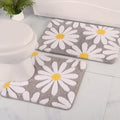 QJHOMO Bathroom Rug Set 2 Piece, Cute Daisy Bath Mat Gray Toilet Rug U Shaped, Flower Deocr Bathroom Set Non Slip Contour Bathma