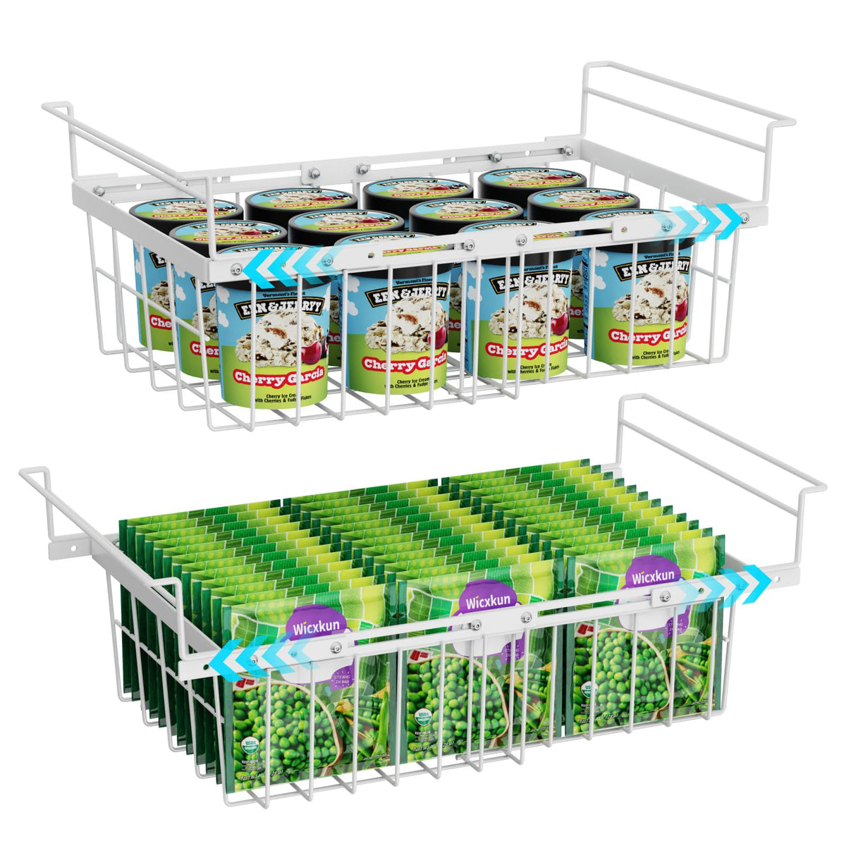 GSlife Freezer Organizer Bins  Hanging Baskets for Storage, 2 Pack White